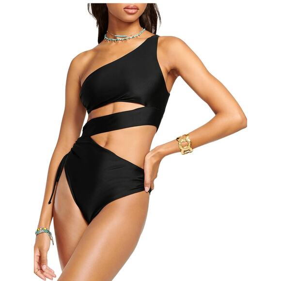 Ramy Brook Womens Kezia One Shoulder Cut-Out One-Piece Swimsuit - Picture 1 of 5